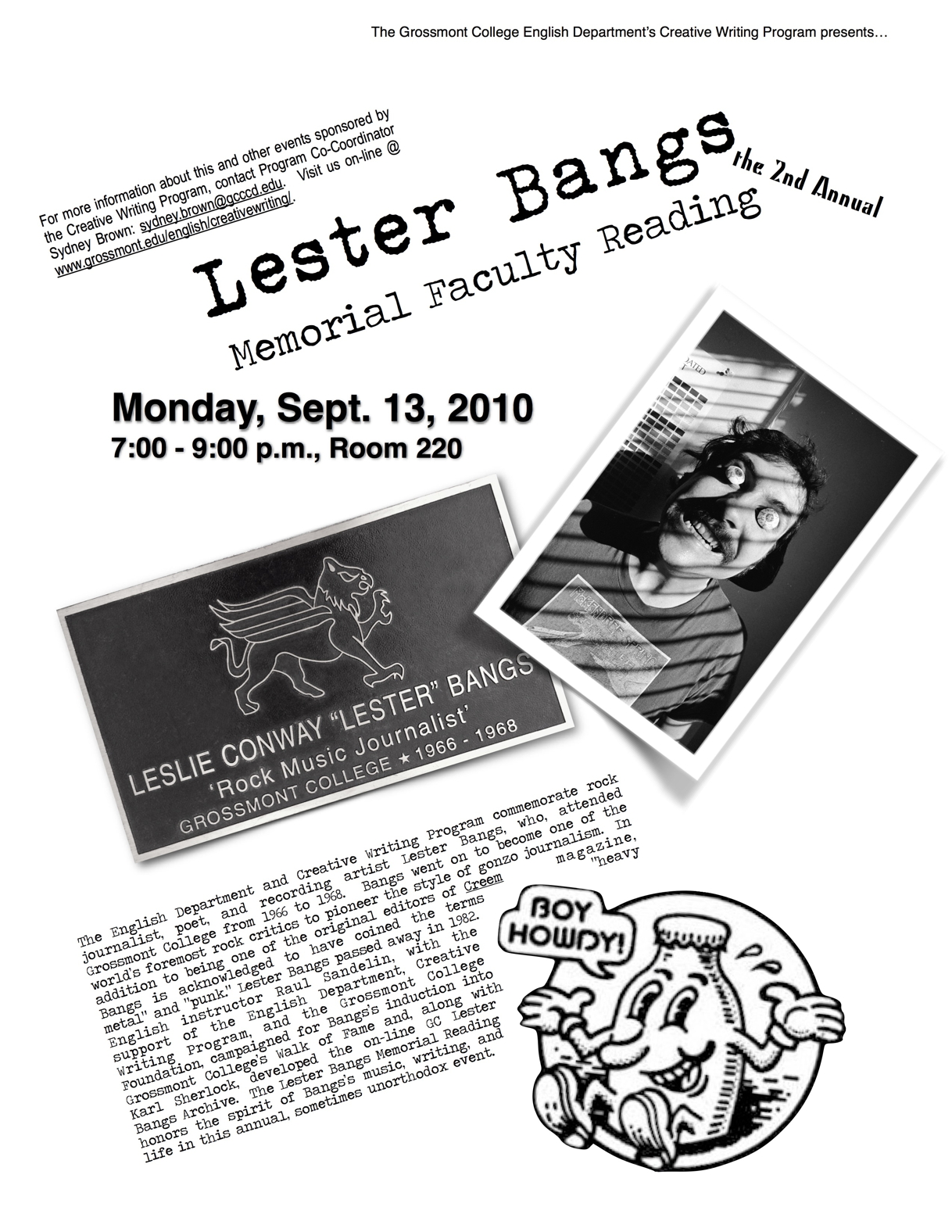2010 Lester Bangs Memorial Reading flier