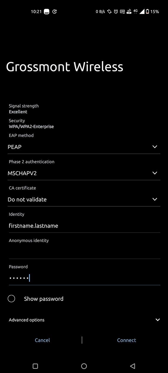 Android Wi-Fi connection settings Android Wi-Fi connection settings