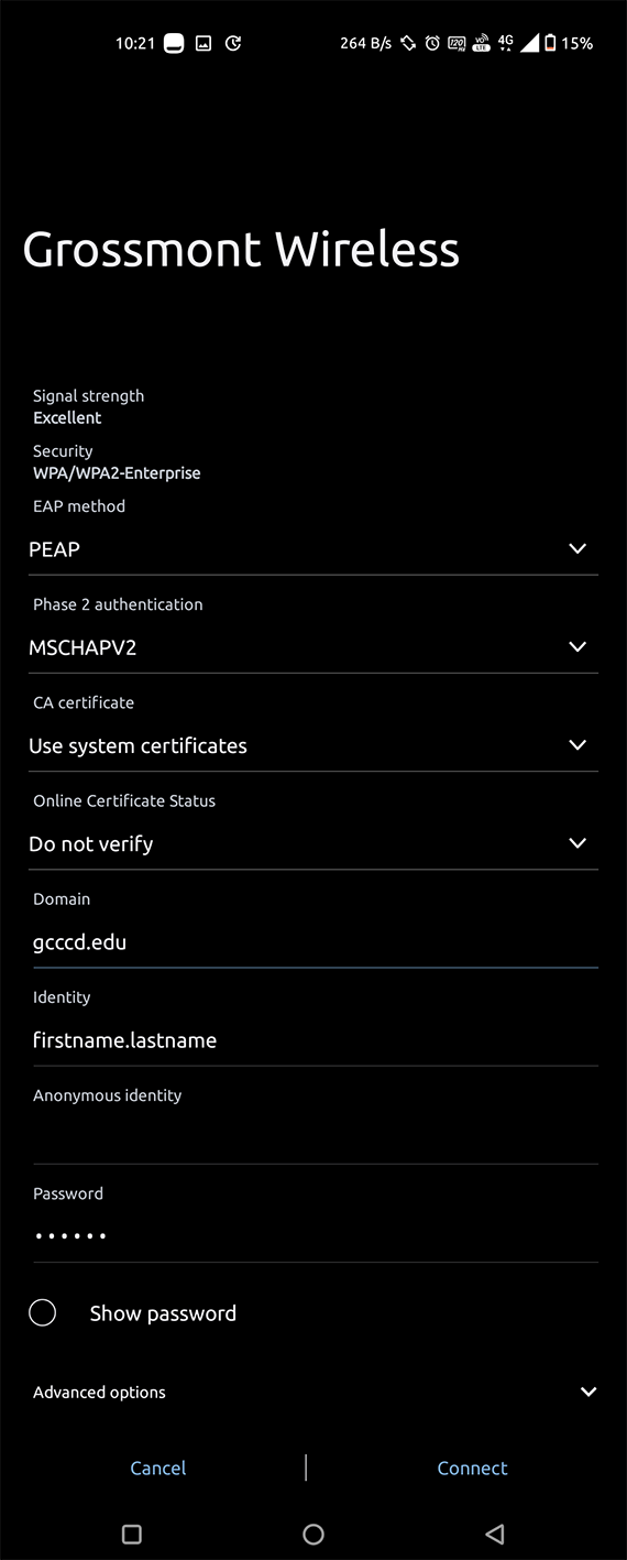 Android Wi-Fi connection settings Android Wi-Fi connection settings