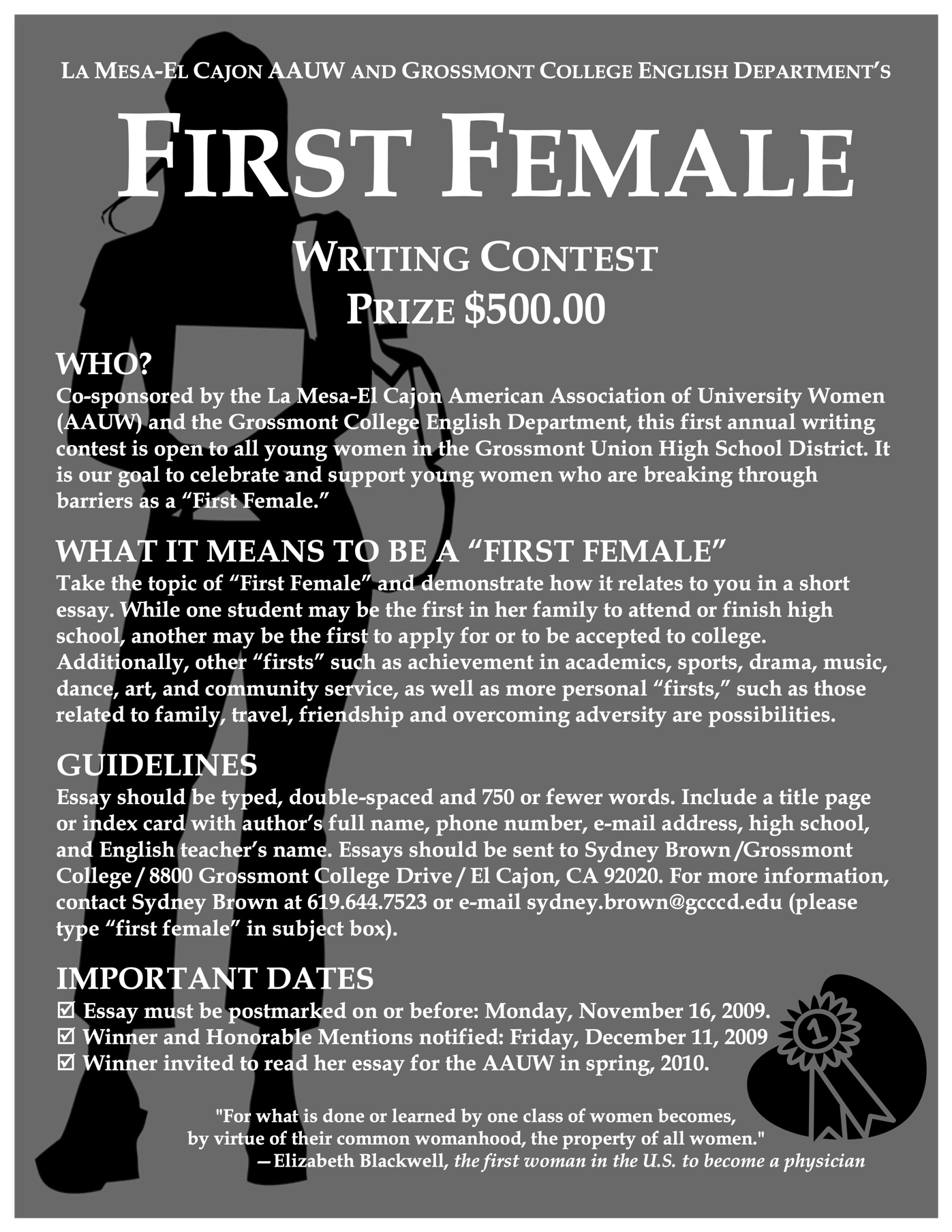 2009 First Female Contest flier