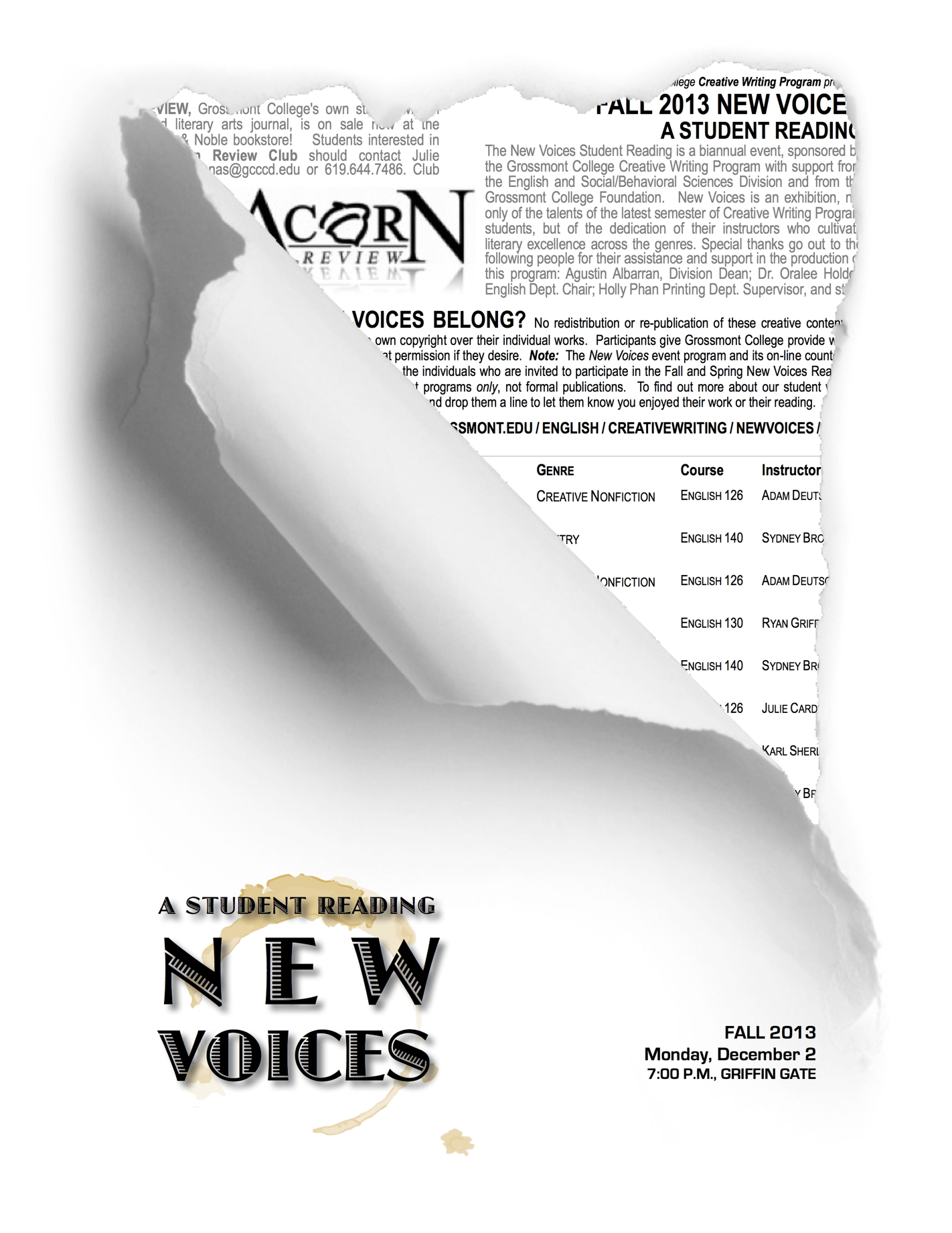2013 Fall New Voices program cover