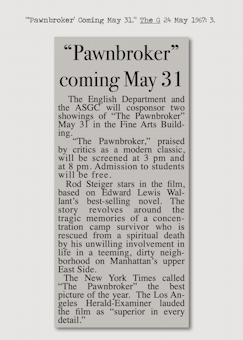 “‘Pawnbroker’ Coming May 31.” The G 24 May 1967: 3. 