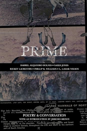 A book cover, Prime, by Phillip B. Williams, with white text and brown and black drawings of animal and human legs