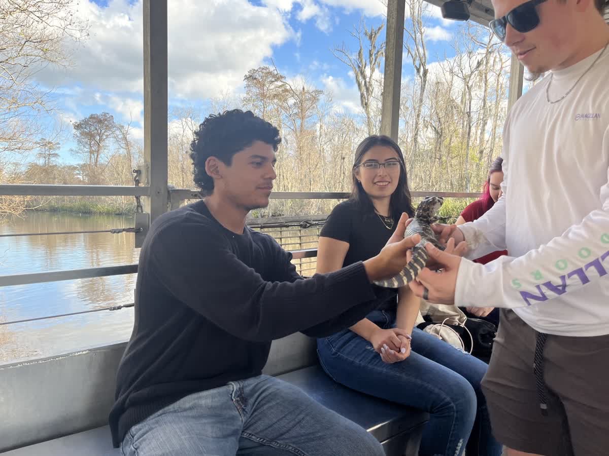 students on a swamp tour
