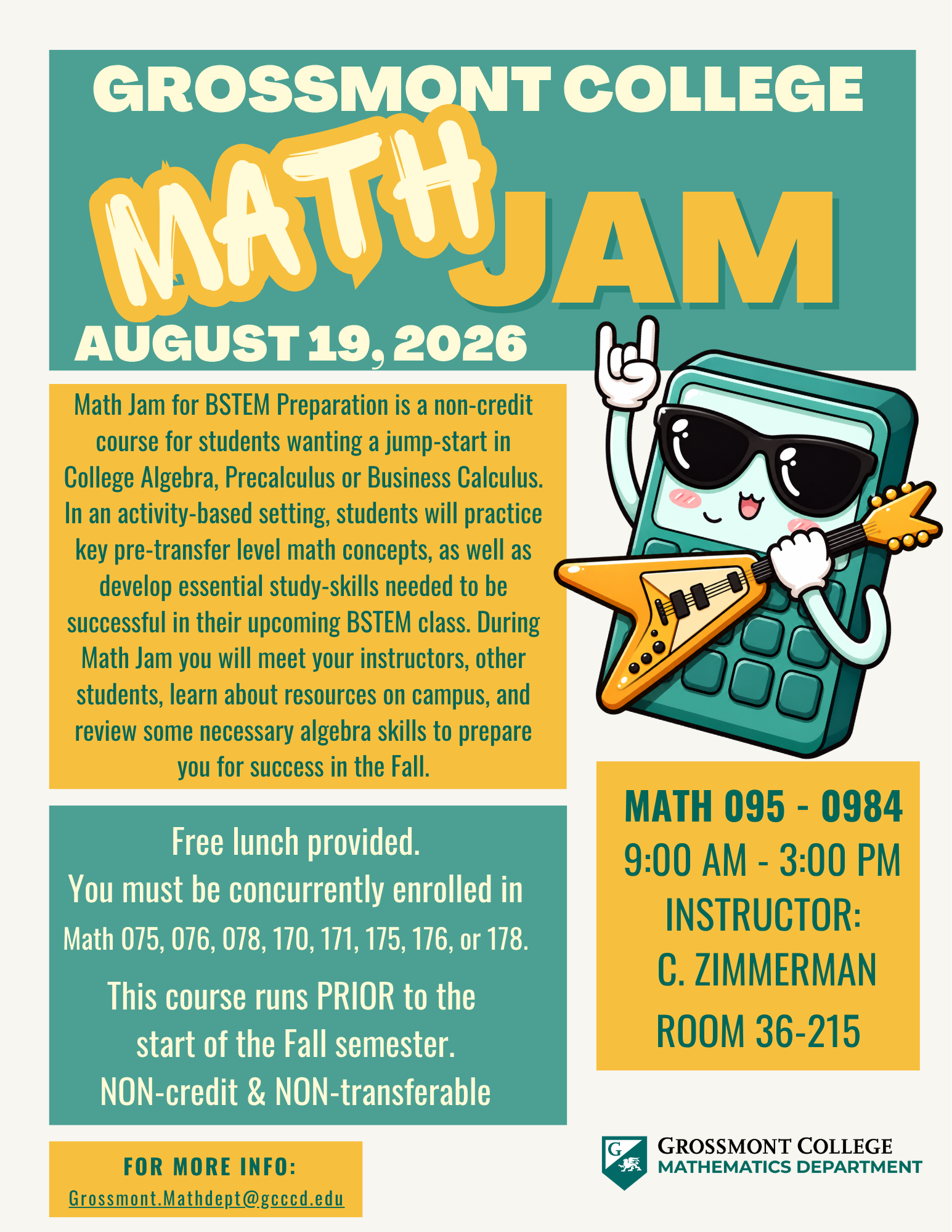 Math Jam Flyer for Math Jam