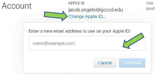 change your apple ID button