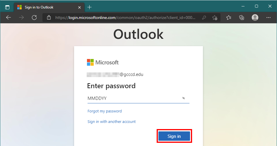 outlook.com password